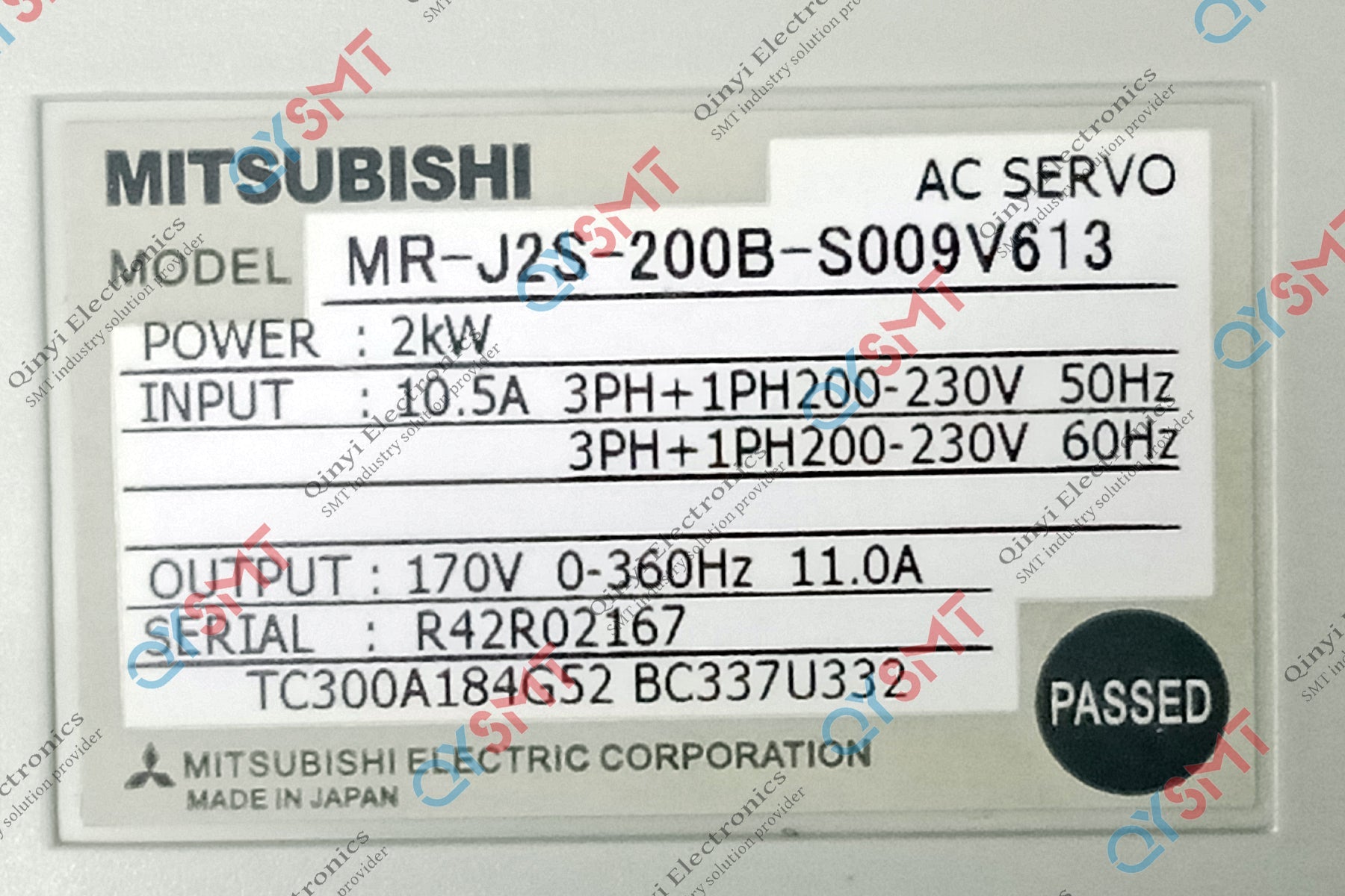 MITSUBISHI AC SERVO MR-J2S-200B-S009V613 QYSMT